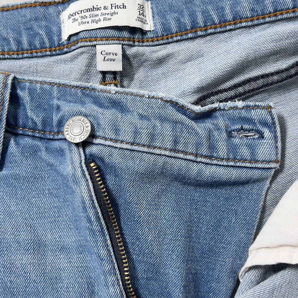 Abercrombie & Fitch The 90s Straight Ultra High Rise Jeans  Sz 32/14 Crossover - Picture 8 of 15